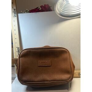 Lagerfeld Brown Faux Leather Toiletry Bag Vintage Travel Shaving Dopp Kit